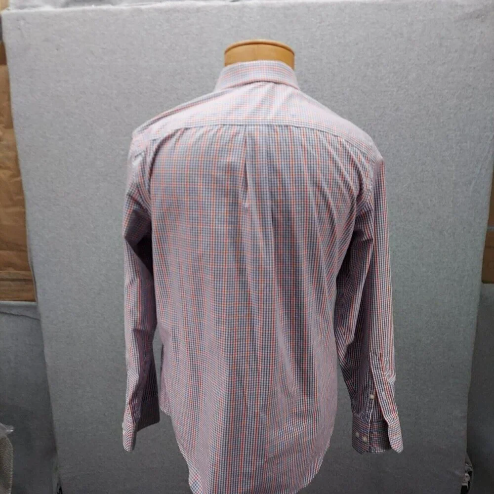 Banana Republic Long Sleeve Button Down Dress Shirt Red/Blue Plaid Men's Medium